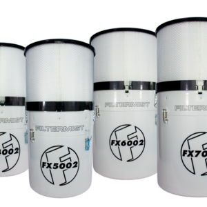 Filtermist FX Series oil mist collectors – lineup of FX4002, FX5002, FX6002, and FX7002 models for CNC mist extraction